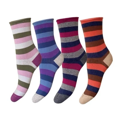 Image of 4 Pairs Women&#039;s Short Socks in Warm Cotton Made Italy One Size (Combination 2)