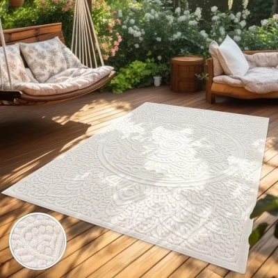 Image of Paco Home Area Rugs Livingroom Short Pile Large Rug Bedroom Scandi Pattern Aztec Monochrome, Size:120x170 cm, Colour:Cream 3