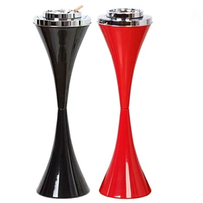 Image of Floor Standing Ash Tray with Lid Stainless Steel Contemporary Self Cleaning Smoking Ashtray Creative Smart Cigarette Detachable Ashtrays Patio Windproof Holder (Design A)