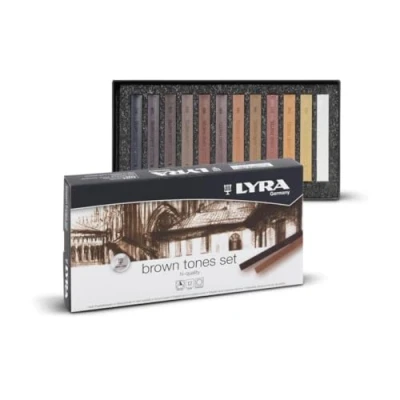 Image of LYRA Polycrayons Fine Art Hard Pastel Set, 12 Assorted Brown Tones Colours, Ideal for Professionals &amp; Students
