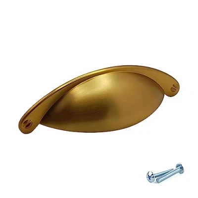 Image of M4TEC Cup Kitchen Cabinet Door Handles Cupboards Drawers Bedroom Furniture Pull Handle Brushed Brass. VD9 Series: 64 mm