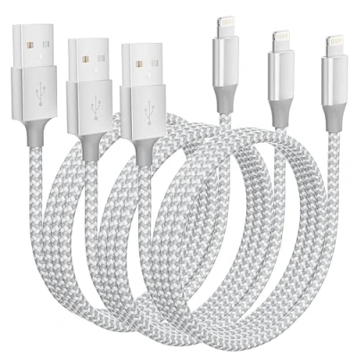 Image of iPhone Charger [Apple MFi Certified] 3Pack 10FT Long Lightning Cable Fast Charging Nylon Braided USB Cord Compatible with 14 13 12 11 Pro Max XR XS X 8 7 6 Plus SE, iPad