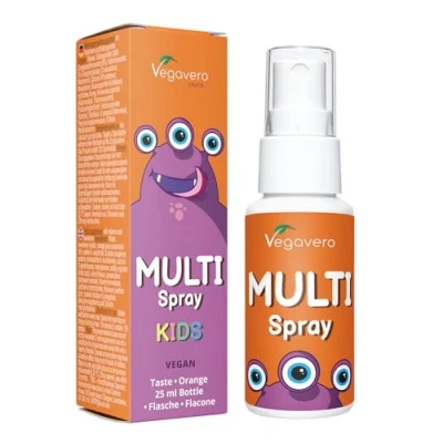 Image of Vegavero Multivitamin for Kids Spray NO Added Sugar Additives Natural Orange Flavour Children’s Liquid with Vitamin C, D3, E, K2 &amp; All B Vitamins 125 Sprays Vegan