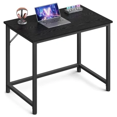 Image of VASAGLE Computer Desk, Small Office Desk and Workstation, Work for Home Office, Study, Bedroom, 50 x 80 76 cm, Industrial Style, Metal Frame, Black LWD038B56