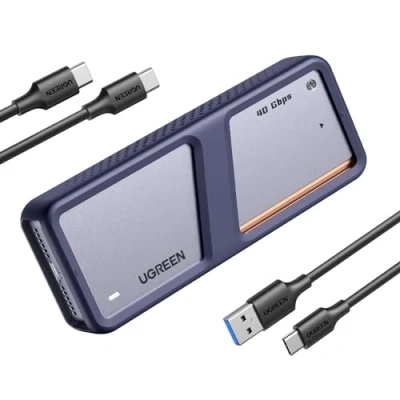 Image of UGREEN M.2 NVMe SSD Enclosure, 40Gbps Enclosure with Cooling Fan, Aluminum USB 4, UASP &amp; TRIM, Caddy Compatible M M+b Keys and Size in 2230/2242/2260/2280 SSDs