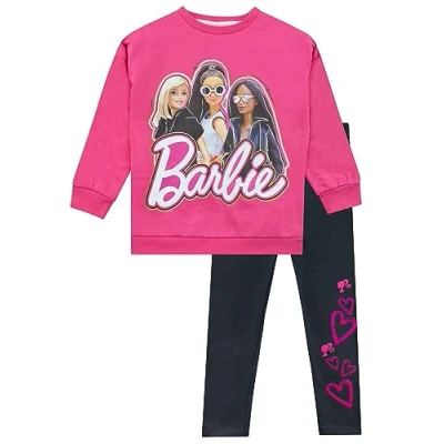 Image of Barbie Sweatshirt And Leggings Set Co Ord Girls&#039; Outfits &amp; Clothing Sets 5 6 Years Official Merchandise