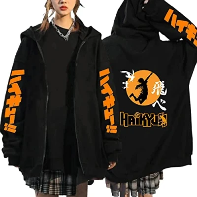 Image of MEDM Anime Jual Kaos Karasuno Haikyuu Cosplay Zip Up Hoodie Women Men Harajuku Sweatshirt High School Manga Jacket Coats Style6M