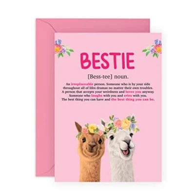 Image of Central 23 Best Friend Birthday Card For Women Besties Llamas Sweet Words Female Friends Friendship Gifts Her Bff Bestfriend Comes With Fun Stickers