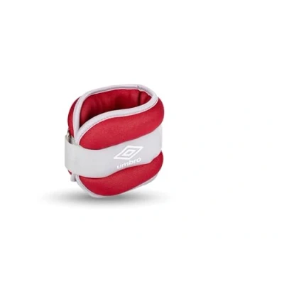 Image of Umbro Weight Cuffs Weights for Legs and Arms Pack of 2 1000 g Adjustable with Velcro Fastener Comfortable Fit Grey/Red