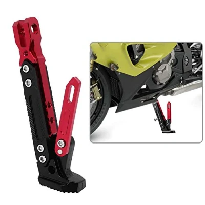 Image of Universal Motorcycle Kickstand, Side Stand, Frame Horizon Bracket Aluminum Alloy Adjustable Kickstand Stands B0503(red)