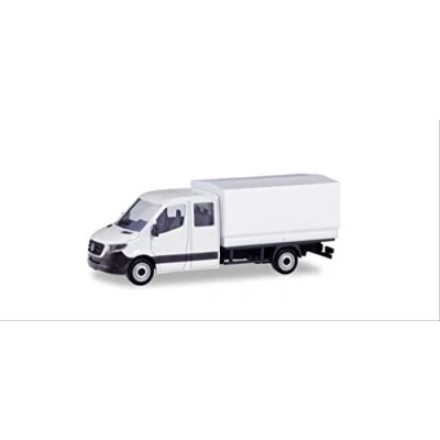 Image of herpa Mini kit: Mercedes Benz Cabin with Flatbed Crafting, Collecting and as a Gift Models 013499 Minikit Sprinter New Double cab Miniature Platform, White, Small