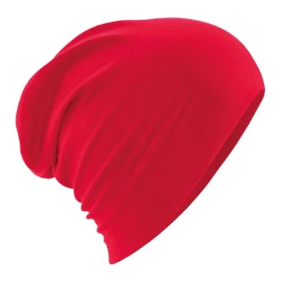 Image of Beechfield Double Layer Knit Hemsedal Cotton Slouch Beanie Classic Red