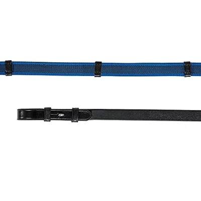 Image of Shires Aviemore Continental Rubber Grip Reins Black/Blue 48&#039;&#039; x 5/8&#039;&#039;