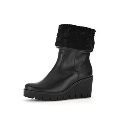 Image of Gabor Women Ankle Boots, Ladies Wedge Boots,Removable Insole,Winter,Boot,Low Boots,Half Boots,Lined,Black (Schwarz) / 27,39 EU 6 UK