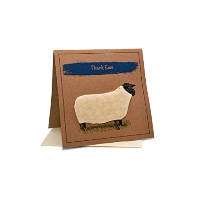Image of Sheep (Thank EWE) Greeting Thank You Card (Blank Inside)