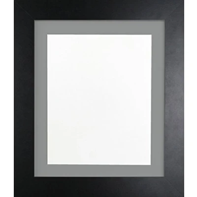 Image of FRAMES BY POST London Picture Photo Frame, Plastic Glass, Black with Dark Grey Mount, 20 x 16 Image Size 12 Inches