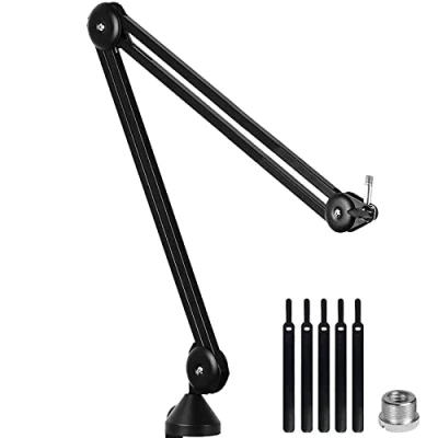 Image of LANUCN Boom Arm pro 3/8 5/8 Upgraded Desktop Microphone Stand with Anti shaking Desk Clamp, Long Mic Suspension Holder for Blue Yeti Nano Snowball Ice and Other Mics