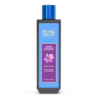 Image of Blue Nectar Ayurveda Kumkumadi Oil for Skin Glow with Almond Moisturizer Natural Ayurvedic Face &amp; Body Dry (12 Herbs,200ml)