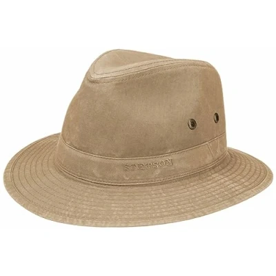 Image of Stetson Organic Cotton Traveller hat for Men Fabric with UV Protection 40+ Sustainable Spring/Summer Sun Beige L (58 59 cm)