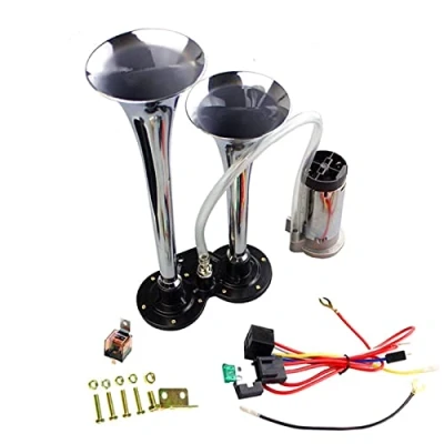 Image of YIDA Car Horn 12V 150db Air silver Speaker Chrome Zinc Dual Trumpet Electric with Compressor Truck for Any Vehicles Trucks Lorrys Trains Boats Cars Vans