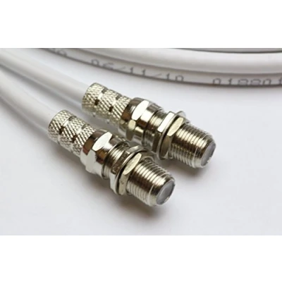 Image of 5m Twin White Satellite Shotgun Coax Cable Extension Kit for Sky Plus, HD, Freesat &amp; 5 Special Masonry Clips