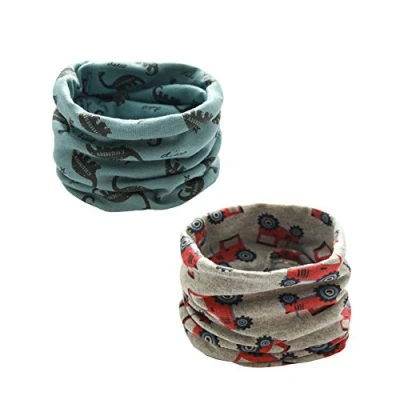 Image of Enstab Pack of 2 Children&#039;s Loop Cotton Autumn / Winter Scarves, Baby Neck Warmer for Girls and Boys, Junge D
