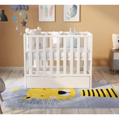Image of Love For Sleep Space Saving Cot 100x50cm with Drawer and FREE Deluxe Quilted Aloe Vera Mattress (White)