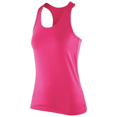 Image of Result Women&#039;s Spiro Womens Impact Top Regular Fit Plain V Neck Sleeveless Sports Shirt, Pink (Candy), 12 (Manufacturer Size:M)