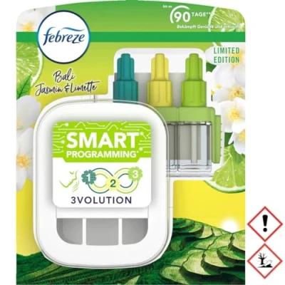Image of Febreze 3Volution 20ml Bali Jasmine &amp; Lime Scented Plug Starter Kit Room Fragrance Air Freshener