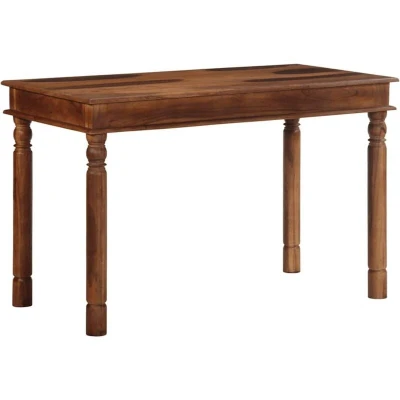 Image of vidaXL Dining Table 120x60x77 cm, Solid Acacia Wood, Brown Rectangular Design for Room/Kitchen, Farmhouse Style