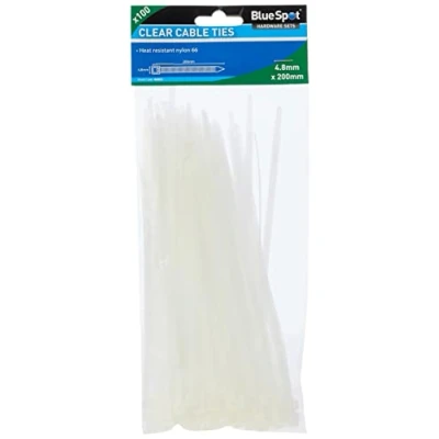 Image of Blue Spot 40053 4.8 x 200 mm Cable Ties Clear (100 Piece)