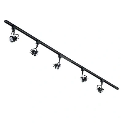 Image of LITECRAFT Kitchen Track Light with Greenwich Fixture &amp; GU10 LED Bulbs (Black, 2M 5 Light)