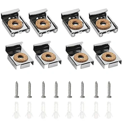 Image of Rayong 8Pcs Premium Mirror Clips Brackets Frameless Glass Wall Hanging Fixing Kit, Hanger Clips, Suitable for Bathroom Living Room Public Places