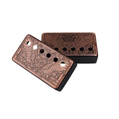 Image of Guyker Humbucker Pickup Cover (50mm/52mm Pole Spacing) Cupronickel Bridge and Neck Pickups Frame Set Replacement Parts for Les Paul LP Style Electric Guitar, Eagle Style, Bronze