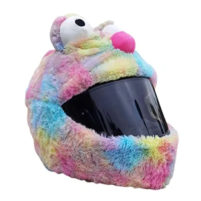 Image of PIGMANA Helmets Cover with Cute Bunny Ear Full Face Motorcycle for Motocross off Road Street Dirt Bike Armet Kids &amp; Adults Crazy Large Flexible Ears