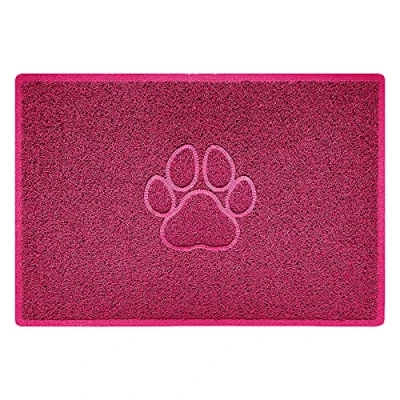 Image of Nicoman PAW Shape Cat Litter Box Mat, Dog Food Feeding Tray Matt, Non Slip, Easy Clean, Washable(90x60cm,Large),PINK