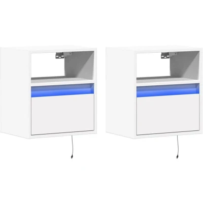 Image of vidaXL TV Wall Cabinets with LED Lights 2 pcs White 41x31x45 cm