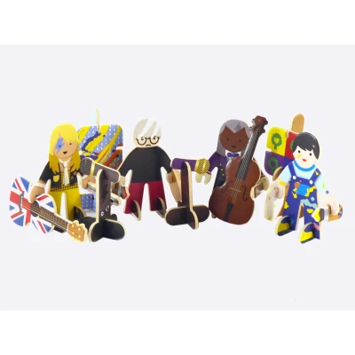 Image of PLAYPRESS Children&#039;s Toy Artist &amp; Musicians Eco Friendly Playset. Contains 4 Unique People Accessories