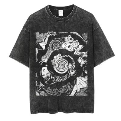 Image of Junji Ito Collection T Shirt Anime Print Casual Short Sleeve Retro Trend Cosplay Clothing Tomie Kawakami Shirt...