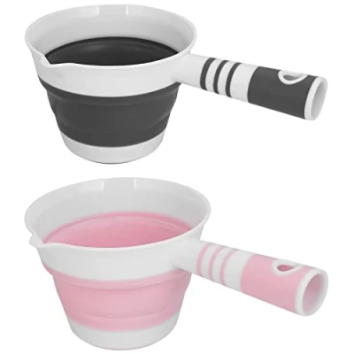 Image of Hopbucan 2 Pack Foldable Water Ladle, Collapsible Scoop Dipper, Folding Bath Spoon Space Saving for Kitchen Bathroom