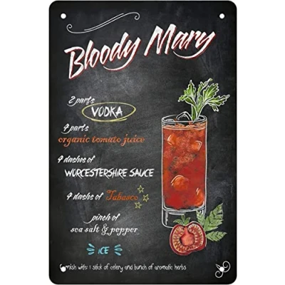 Image of Retro Funny Metal Sheet Signs Bloody Mary, Wall Decoration, 8x12 Inch