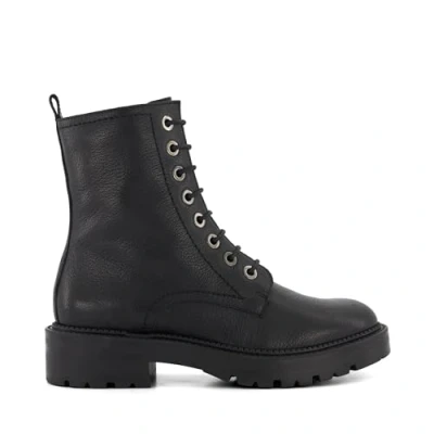 Image of Dune Ladies Press Cleated Sole Hiker Boots Size UK 5 Flat Heel Lace Up Black