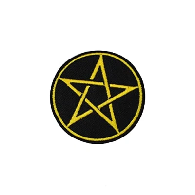 Image of Pentacle Star Viking Circle Iron/Sew On Patch Embroidered Applique for Clothes 7CM x