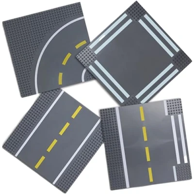 Image of Road Baseplates 25x25cm Building Brick Base Plate Compatible with LEGO Blocks, Bases for City Roads, Towns and Garages More Variety Pack