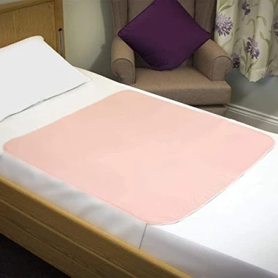 Image of 2 x Easy Care Solutions Washable Bed Pad Protector with Tucks/Flaps 85 cm 90 Premium Quality wetting sheet for adults or children Incontinence Reusable Pink Pads