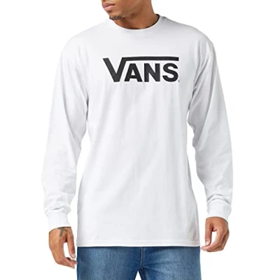 Image of Vans Men&#039;s Classic Ls T Shirt, White black, M UK