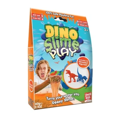 Image of Dino Slime Play Orange from Zimpli Kids, 2 x Dinosaur Figure Set, Magically turns water into gooey, colourful slime, Sensory Toys for Autism, Magic Pretend Gift, Toy Boys &amp; Girls