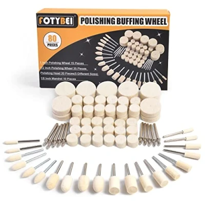 Image of 80PCS Polishing Buffing Wheel for Dremel Kit, Wool Felt Rotary Tool Accessories, with 1/8&quot; Shank Jewelry Metal