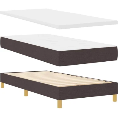 Image of vidaXL Box Spring Bed with Mattress Dark Brown 100x200 cm Fabric