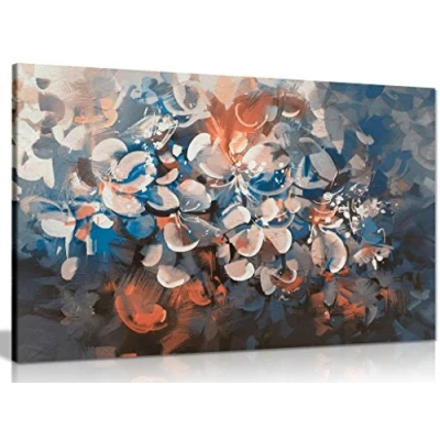 Image of Abstract Flowers with Vintage Colours Canvas Wall Art Picture Print (24x16in)